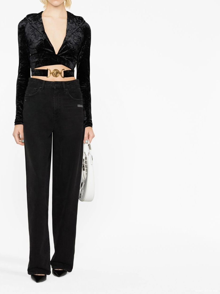 Cheap Versace velvet-finish crossover top Women 0822